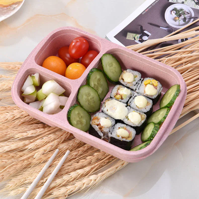 

Lunch Box Container Portable 3 Compartment Meal Food Storage Eco-Friendly Microwave Oven can CSV