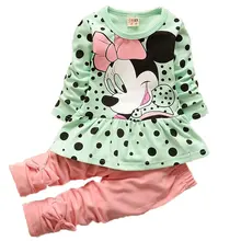 Одежда для маленьких девочек весенние комплекты одежды для детей костюм Минни Маус, детская одежда для девочек, спортивные костюмы с длинными рукавами+ штаны