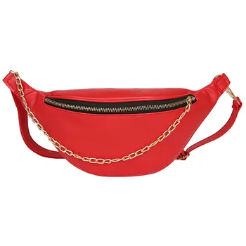 

Neutral Sport Outdoor PU Leather Beach Bags Simple Pure Color Chain Hobos Bags With Zipper Chest Bags 2019 Original Fashion