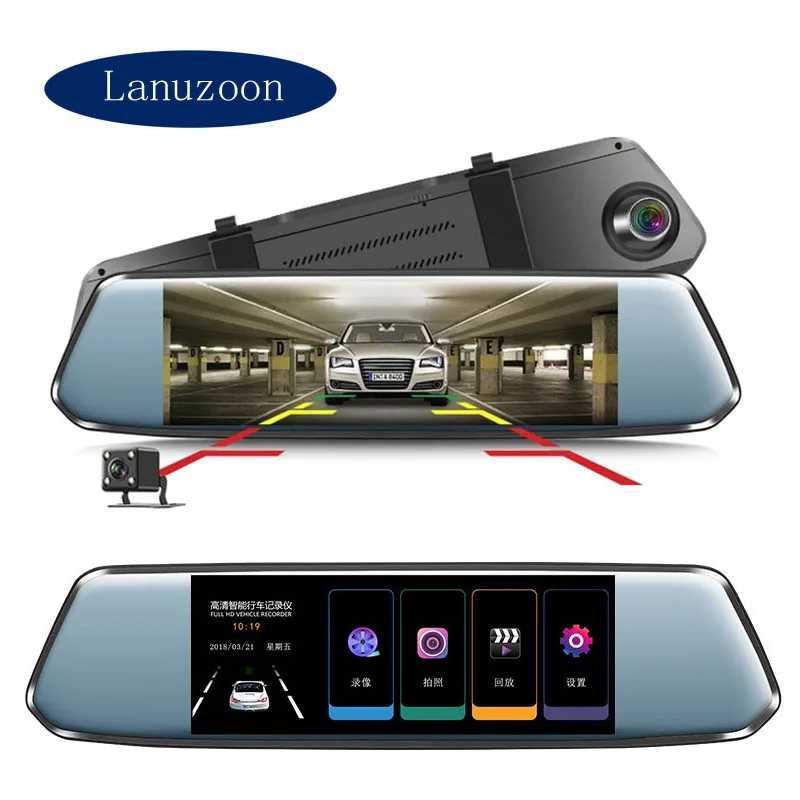 Car Camera Recorder Full HD 1080P Dual DVR Night Vision With Rearview Mirror Dash Camera Dual Lens Car DVR Front And Rear Camera
