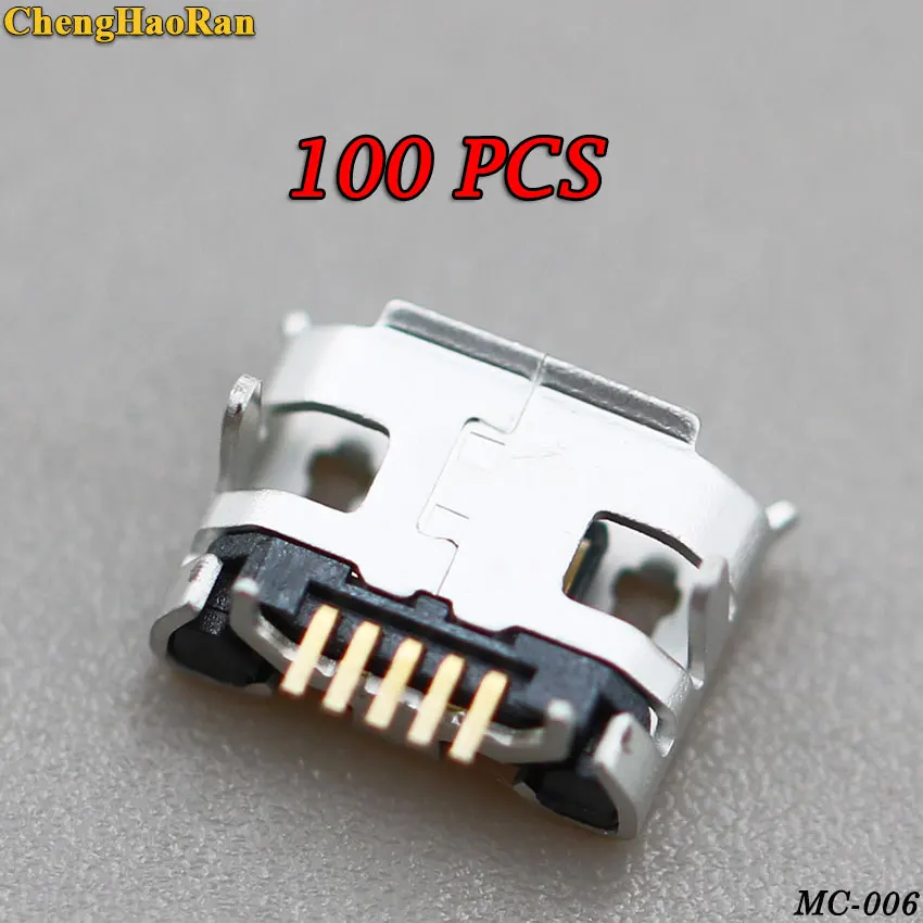 

ChengHaoRan 100pcs micro USB 5pin jack Ox horn Four leg plate socket Female socket USB connector Ox horn long needle mini usb