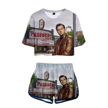 

Once Upon A Time In Hollywood comfortable Two-piece Fashion Summer Umbilical Shirt Women's Casual Cool Summer Fashion Set