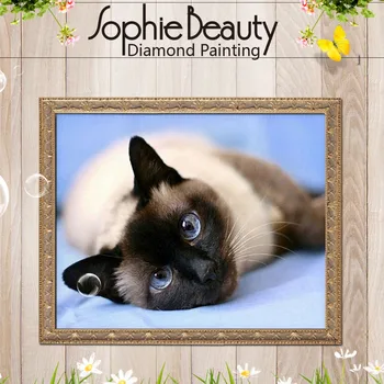 

Sophie Beauty New Diy Diamond Painting Sticker needlework Rhinestone 5D Cross Stitch embroidery Handcraft Big Eye Cat Mosaic Kit