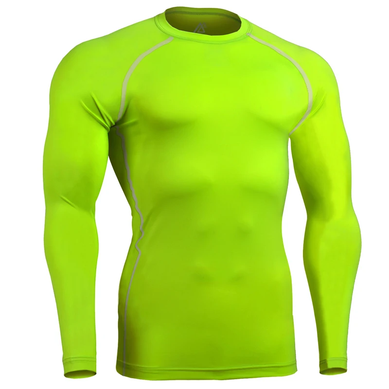 bike Long sleeve Base Layers sports Mens Compression tights green ...