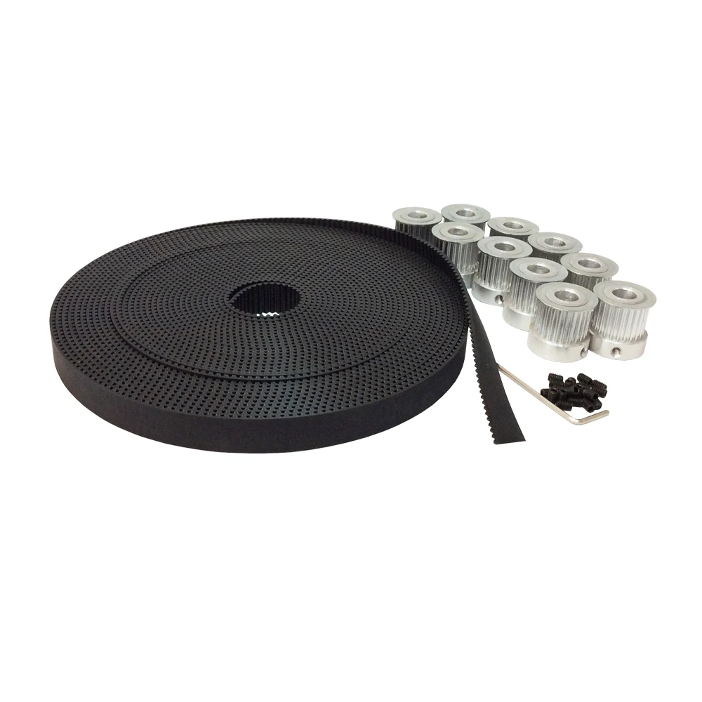 

3D Printer Accessories 3M Open Ended Timing Belt 10 Meters Polyurethane with Steel Core&3M Timing Pulley 10pcs 15 Teeth Bore 6mm