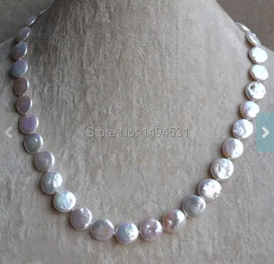 

Wholesale Pearl Necklace, Coin 18 Inches 11-12mm White Color Freshwater Pearl Necklace, Wedding Bridesmaids Jewelry.