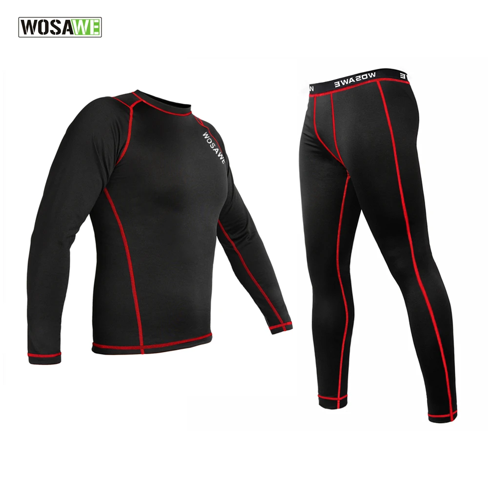 

WOSAWE Mens Thermal Fleece Quick-dry Base Layer Under Wear Cycling Bike Long Sleeve Jersey Tight Winter Sports clothing