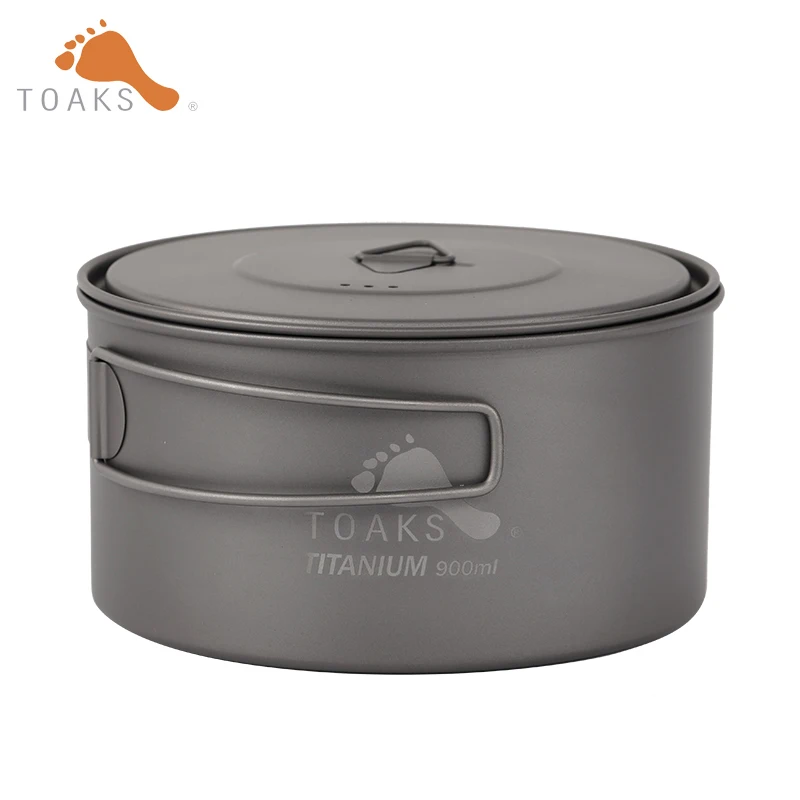 TOAKS al aire libre de 900 ml olla de cocina ollas Picnic ultraligero de titanio olla con tapa y manejar POT-900-D130