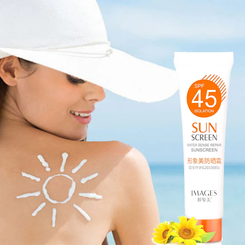 

Primer Lotion Make Up Sun Block Easy To Wear Lightweight Repair Matte Base Face Body Sunscreen SPF 45 Skin Protective