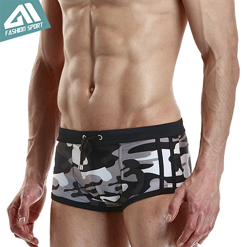 

Seobean Summer New Men's Swimwear Sport Swimming Shorts Low Rise Men Swimsuit Camouflage Men Swim Shorts Surfing Beachwear SE53