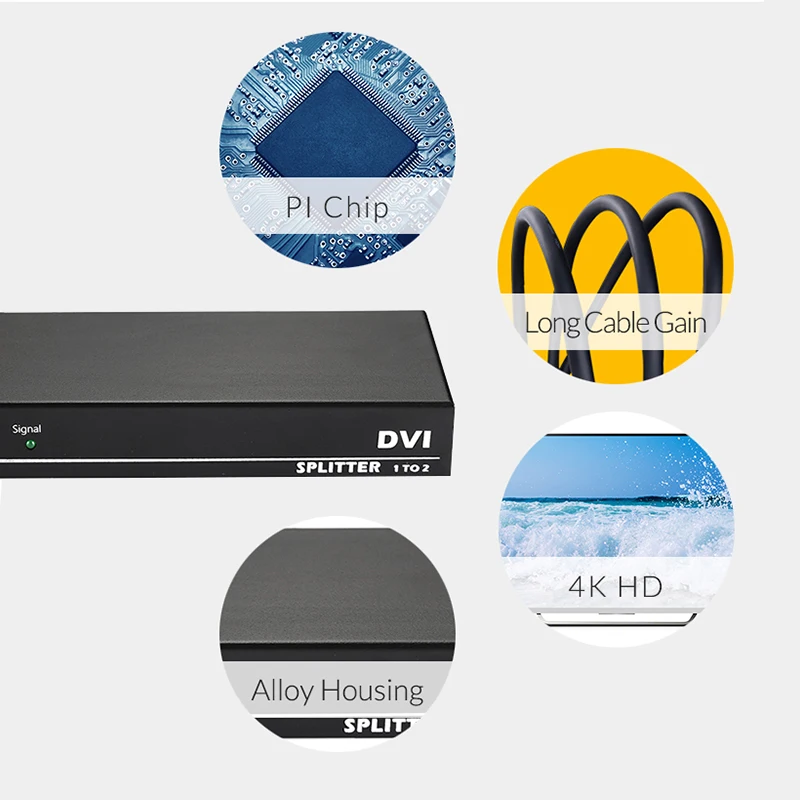 Разветвитель Unnlink DVI 1X2 D дистрибьютор 1 в 2 Out UHD 4K @ 30Hz FHD 1080P 60Hz для монитора