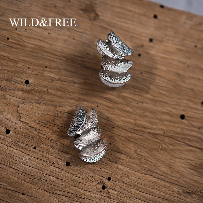 Женские многослойные серьги гвоздики Wild & Free сережки с симметричными дисками