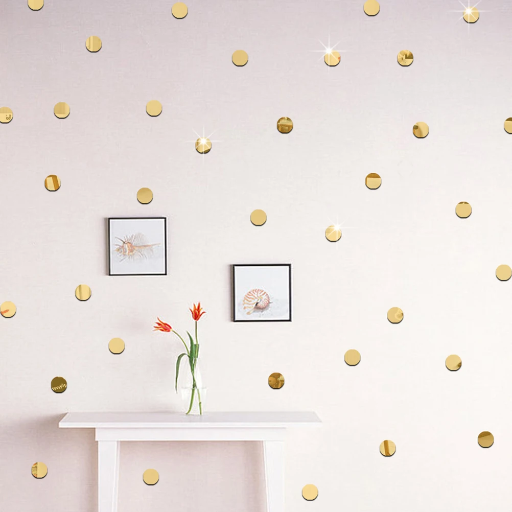 100 шт./лот, 2cm3D, сделай сам, домашний декор, серебристо-золотые круги, зеркальные акриловые наклейки на стену для офиса, художественная ПВХ Наклейка на стену, украшение дома