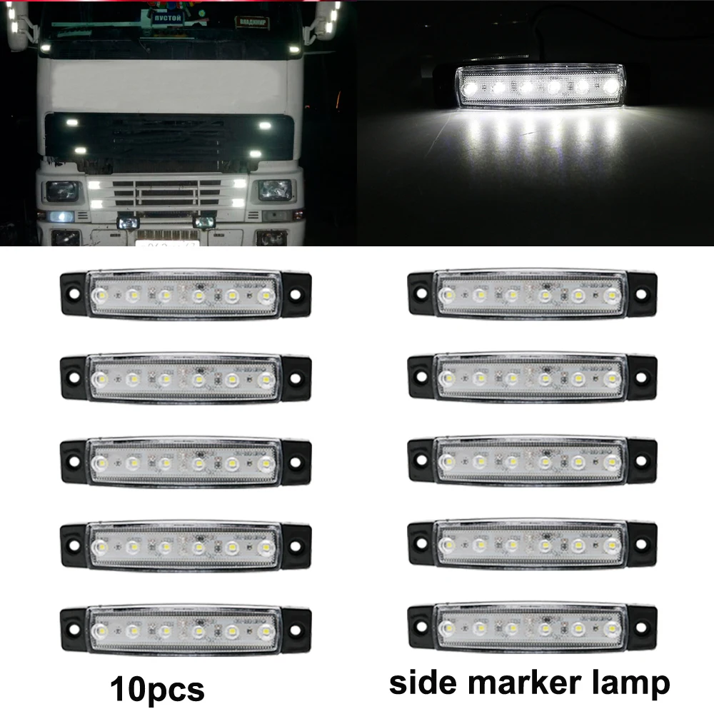 24 в 12 В 10 шт. светодиодный боковой маркер светодиодный светильник для легковых автомобилей грузовиков трейлеров габаритный светильник s для прицепа лодки грузовика фургона белого цвета