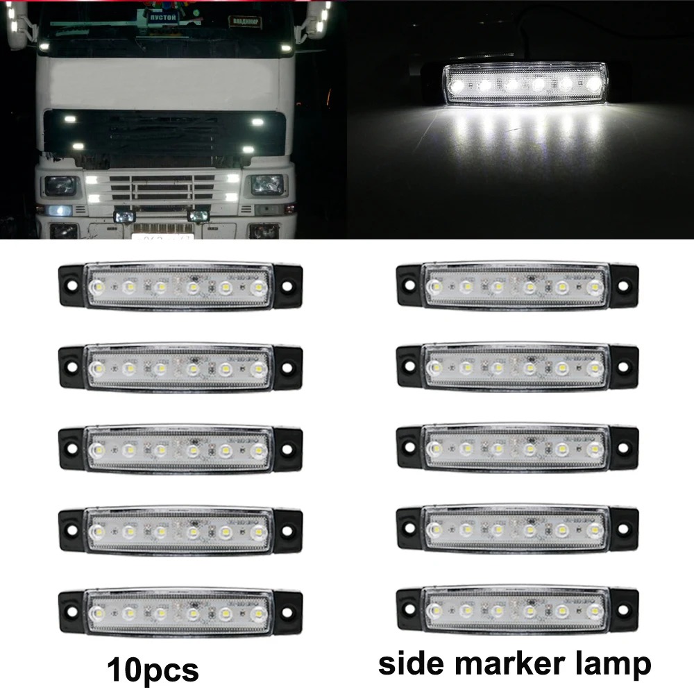 10 piezas NARANJA ámbar 24V 6 LED Intermitente Lateral Indicadores Luces Camión