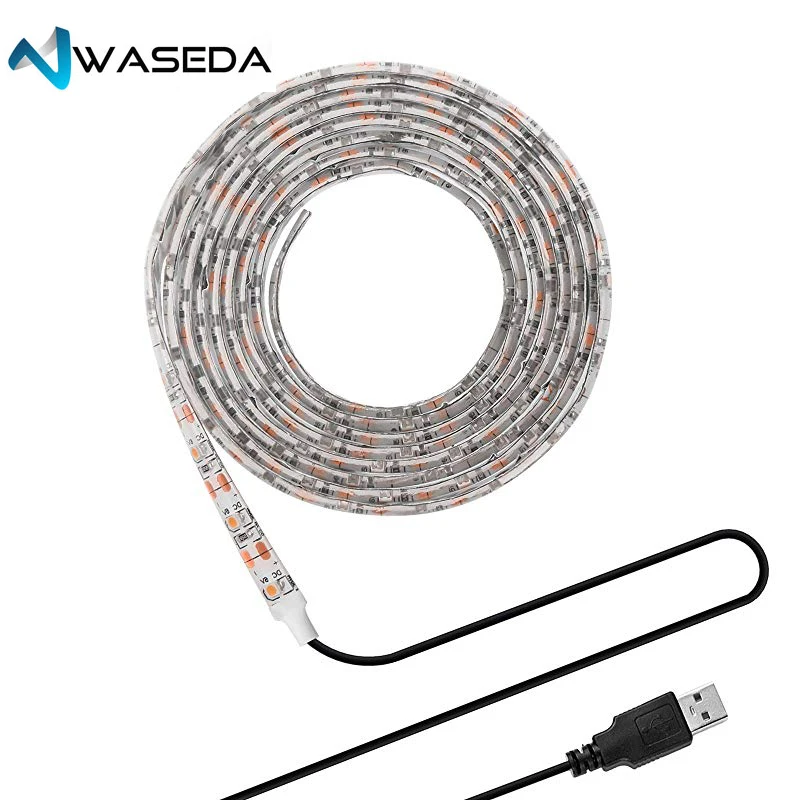

WASEDA USB DC 5VLED Strip Light TV Background Lighting SMD5050 DC 5V Flexible LED Tape 50CM 1M 2M 3M 4M 5M DIY Decorative Strip