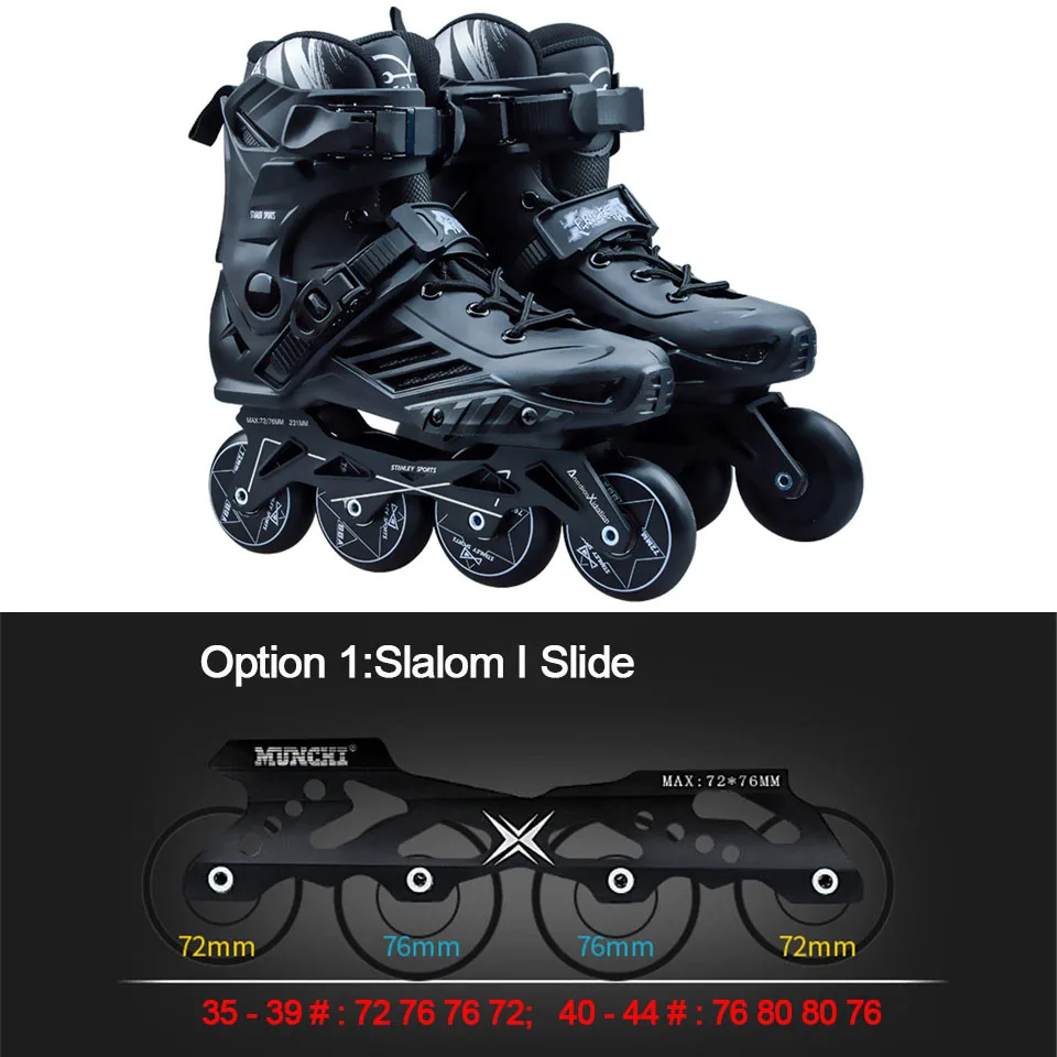 black option 1 Оригинальные Стэнли Профессиональные роликовые коньки с колесами в ряд для взрослых детей слалом горка Фристайл Гонки бесплатно катание Bursh Street Patines P3 - Цвет: black option 1