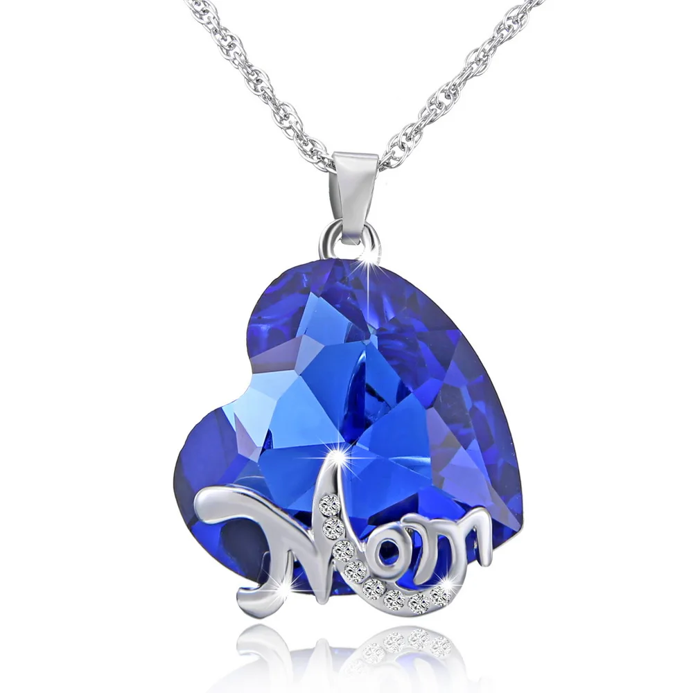 

2018 new Fashion Music note necklace ocean Heart Pendant Blue crystal Jewelry Gift For Women wedding Love Gifts