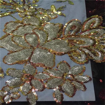 

2019 New Melody Organza French Laces Fabric 3D Sequins Flower embroidery High Quality Tulle net Lace Soft tissue For Women