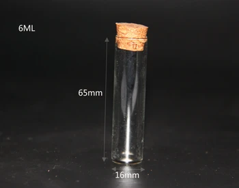 

500pcs 16*65mm 6ml Tube Glass Bottle Wishing Bottle Vials Empty Sample Jars with Cork Stopper Wedding Wish Jewelry Party Favor