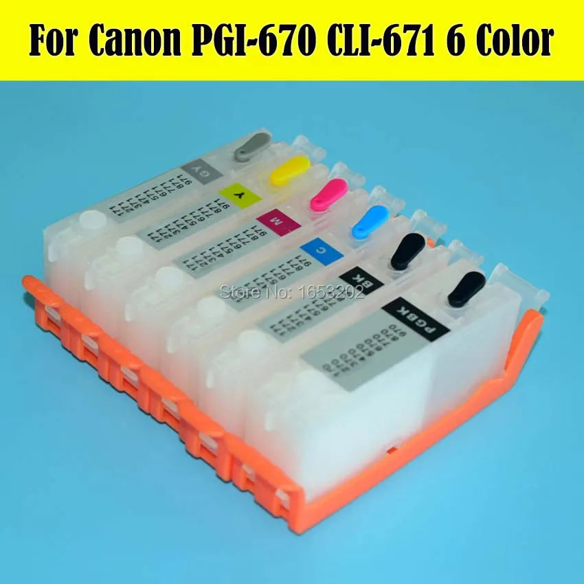 

Freshest !!! 6 Color/Lot For Canon PGI670 CLI671 Ink Cartridge With 670 671 ARC Chip For Canon PGI-670 CLI-671 Cartridge