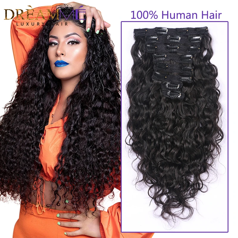 natural wave hair clip in human hair extensio (1)