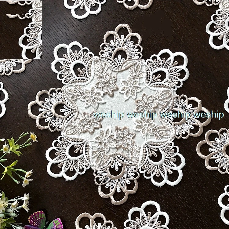  white lace luxury embroidery cloth art European style Circular table mat The table cloth Eat mat Ta