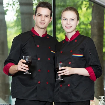 

High Quality 5-colors Long-sleeve Chef Jacket Autumn & Winter Hotel Restaurant Kitchen Man and Woman Work Wear Uniform