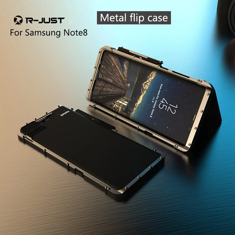 Note8 9 ударопрочный R Just 360 полная защита Роскошные Безразмерные стальные флип