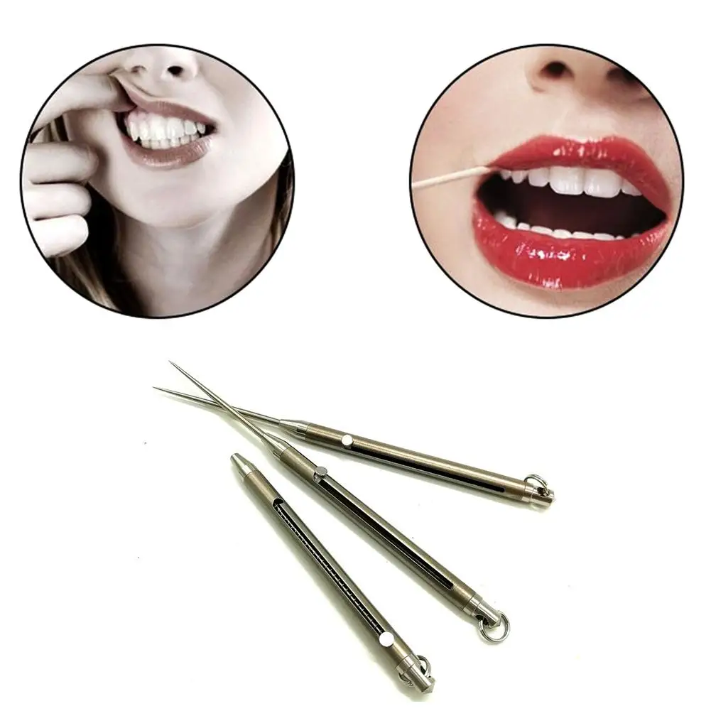 

Outdoor Automatic Telescopic Titanium Alloy Toothpick Pure Titanium TC4 Toothpick for Camping Enthusiasts