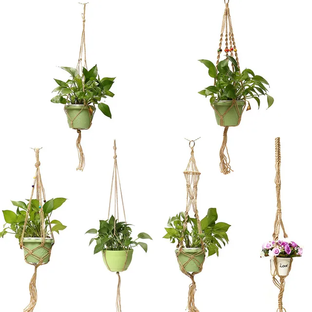 35 Inch Colour Bead Flowerpot Plant Hanger Macrame Jute Rope Garden Decorative Cord