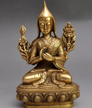 

WBY---504+++Tibet Folk Buddhism Classic Brass Copper Tsongkhapa Master Buddha Statue