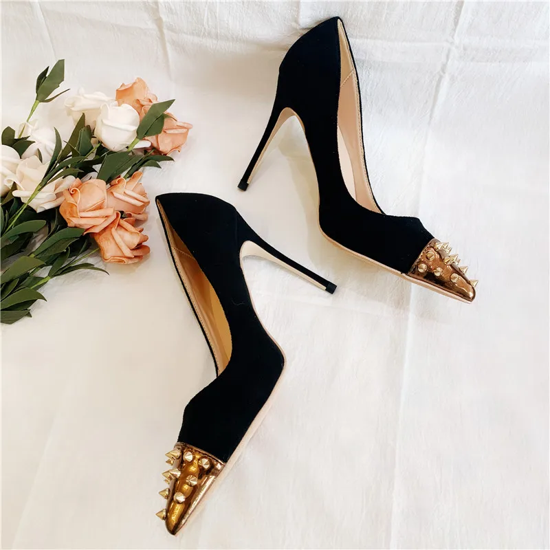 

Free shipping fashion women Pumps Black studded spikes Pointy toe high heels pearls shoes bride wedding shoes 12cm 10cm 8cm