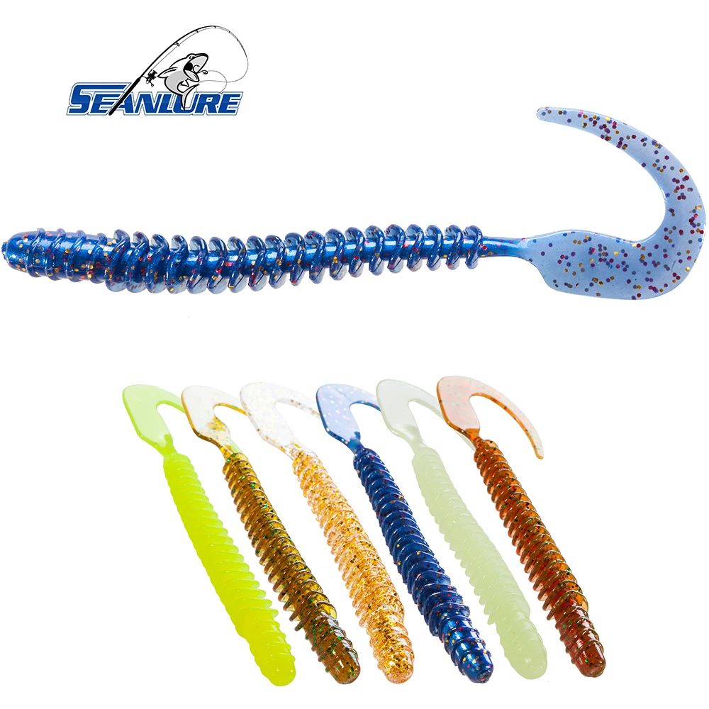 

Seanlure 10cm 3.2g 8pcs/Pack Big Curly Tail Twisted Tail Sean Grubs Soft Lure Plastic Grub Fishing Lure Artificial Swimbait