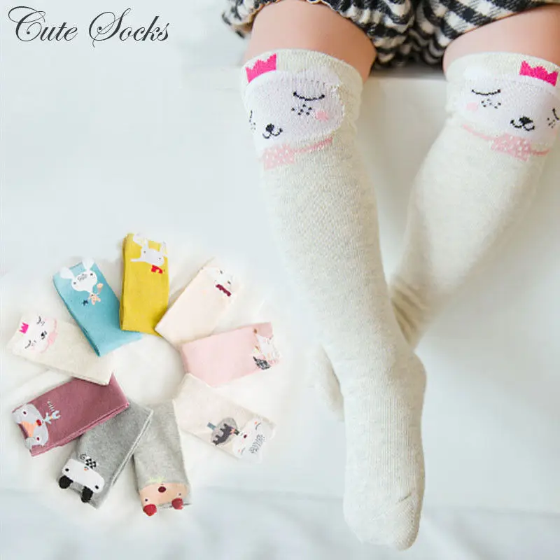Fashion Newborn Baby Girl Knee High Cartoon Long Lovely Soft Stockings