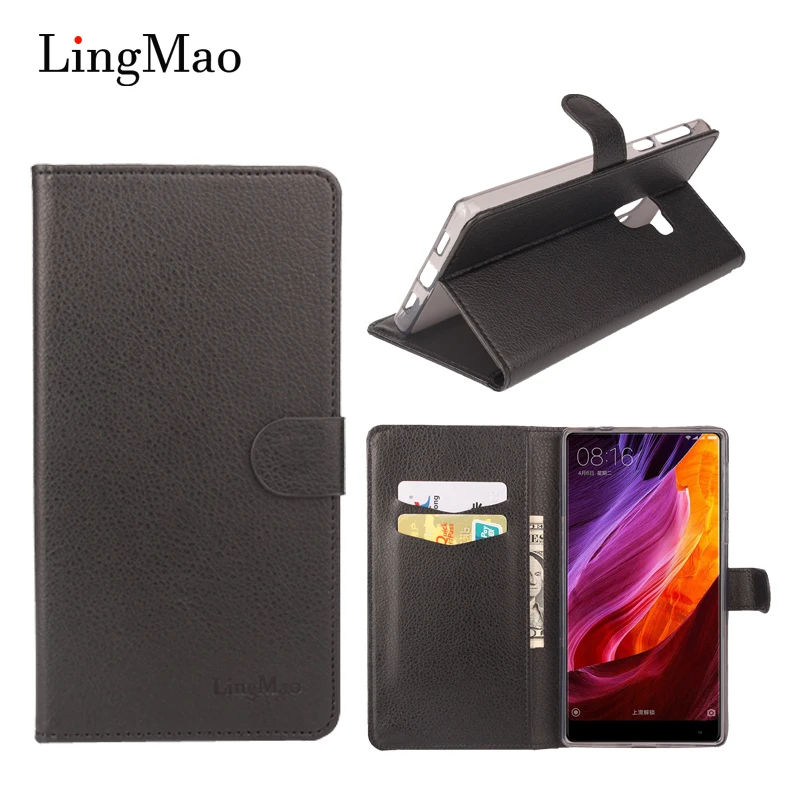 

Lingmao for Xiaomi MIX Case Cover Litchi Grain Luxury Leather Wallet Card Holder Flip Phone Bag Case for Xiaomi MIX