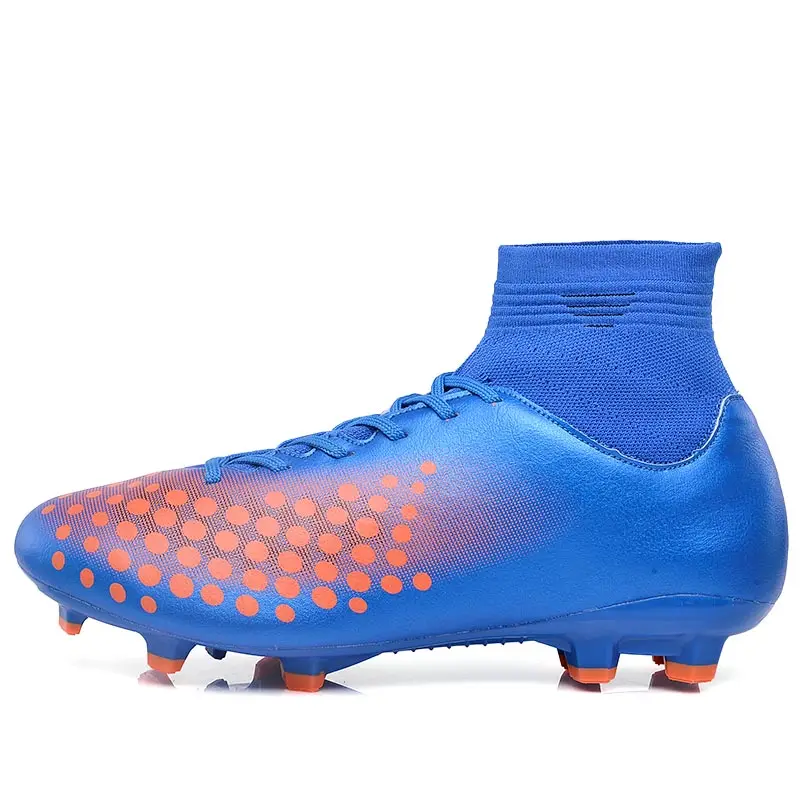 MAULTBY Men s Orange Blue High Ankle AG Sole Outdoor Cleats font b Football b font