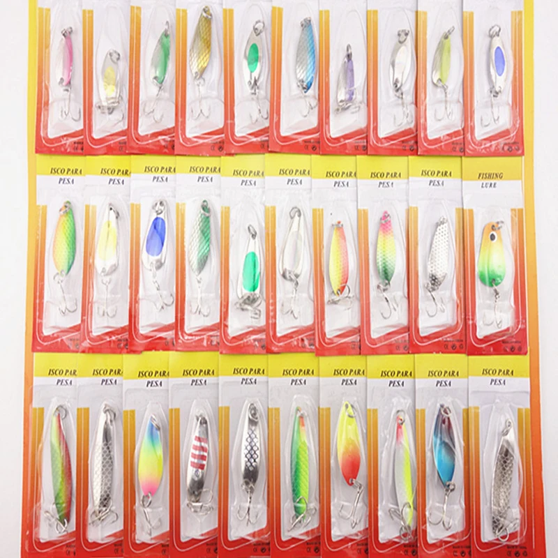 AZJ 2017 Top Metal Spoon Lure 30pc Fishing Tackle Different Weights