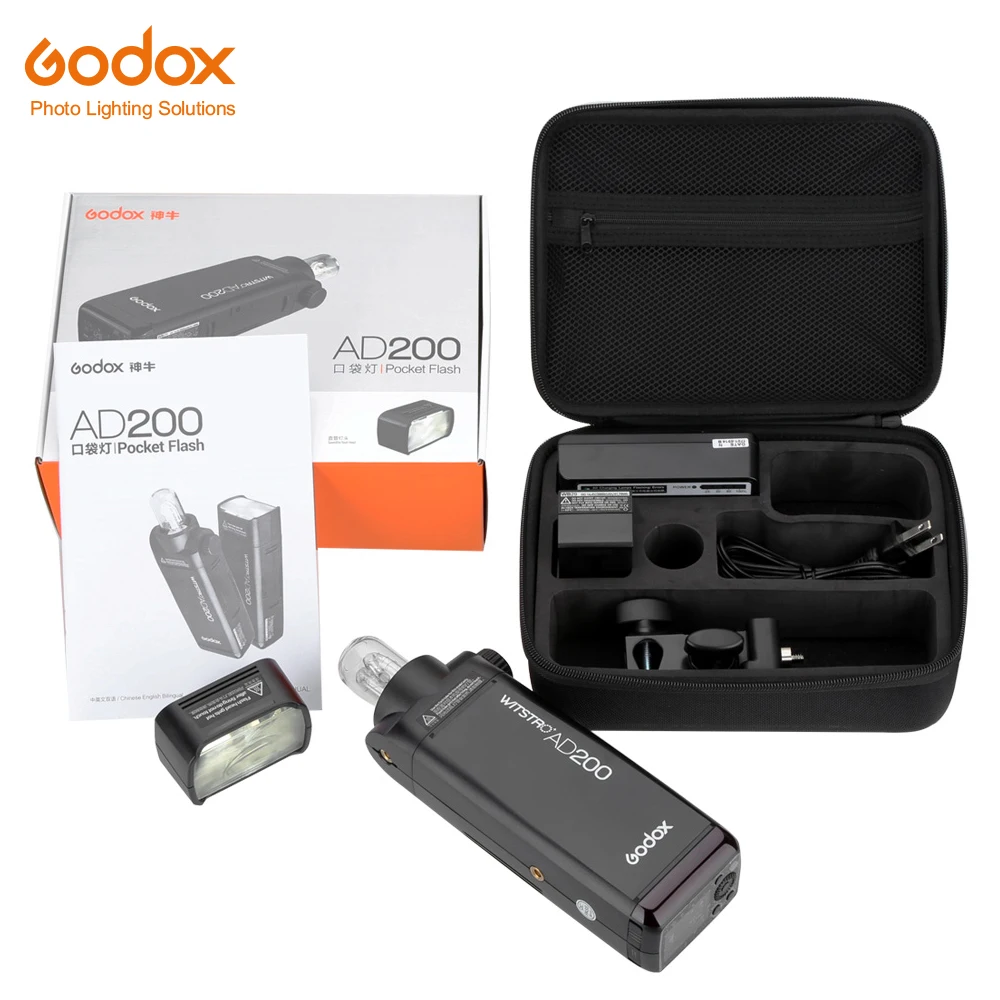 Беспроводная вспышка Godox AD200 200Ws 2 4G TTL стробоскоп 1/8000 HSS монолайт с аккумулятором