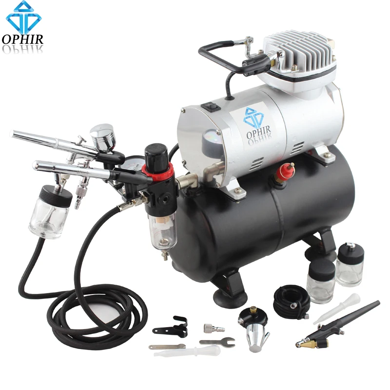 

OPHIR Pro 0.3mm 0.35mm 0.8mm 3 Airbrush Kit with Air Compressor for Cake Art Decoration_AC090+004A+071+072
