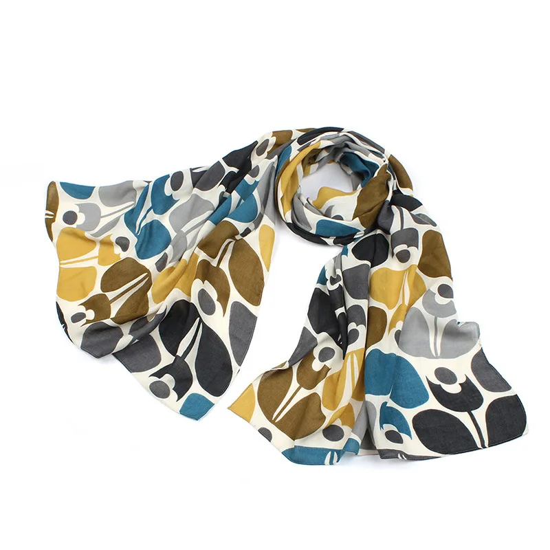 2017 женщин геометрия цветочный узор качество саржевого хлопка шарф кисточкой 2