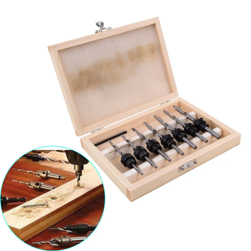 (Shipping From US )22pc Countersink Drill Bit Set Stop Collar