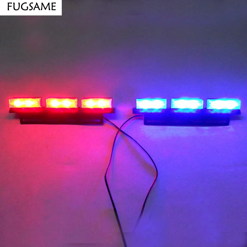 

FREE SHIPPING Super Bright 2x 6 LED Car Strobe Light High Power AMBER