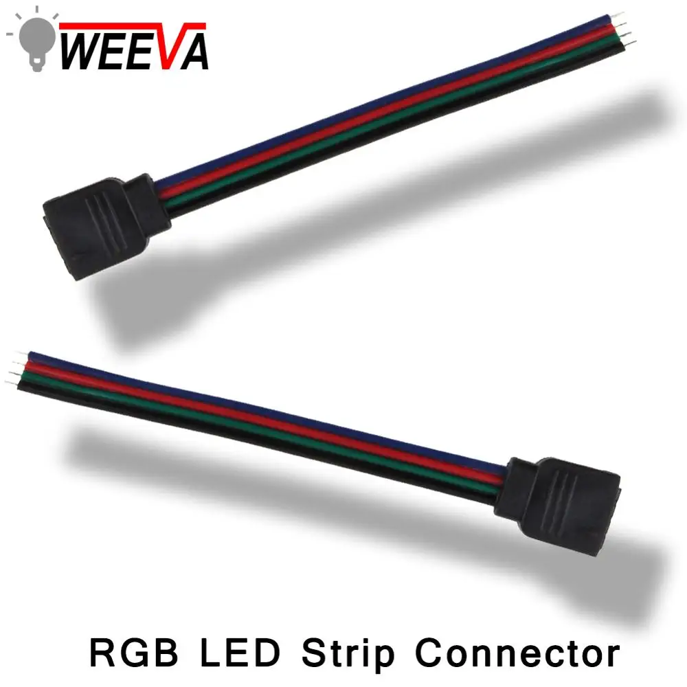 

LED Strip Connector 4pin 10mm PCB Cable Free Welding Power Connector 5pcs/lot For RGB Strip