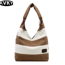 Новые женские сумки полосатый сумка холст простой для отдыха ручной сумка