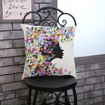 

Fairy Flower Head Girl Cushion Cover Sofa throw Pillow Case Floral Heart Butterfly Decorative Pillows Fashion Trendy Cushions