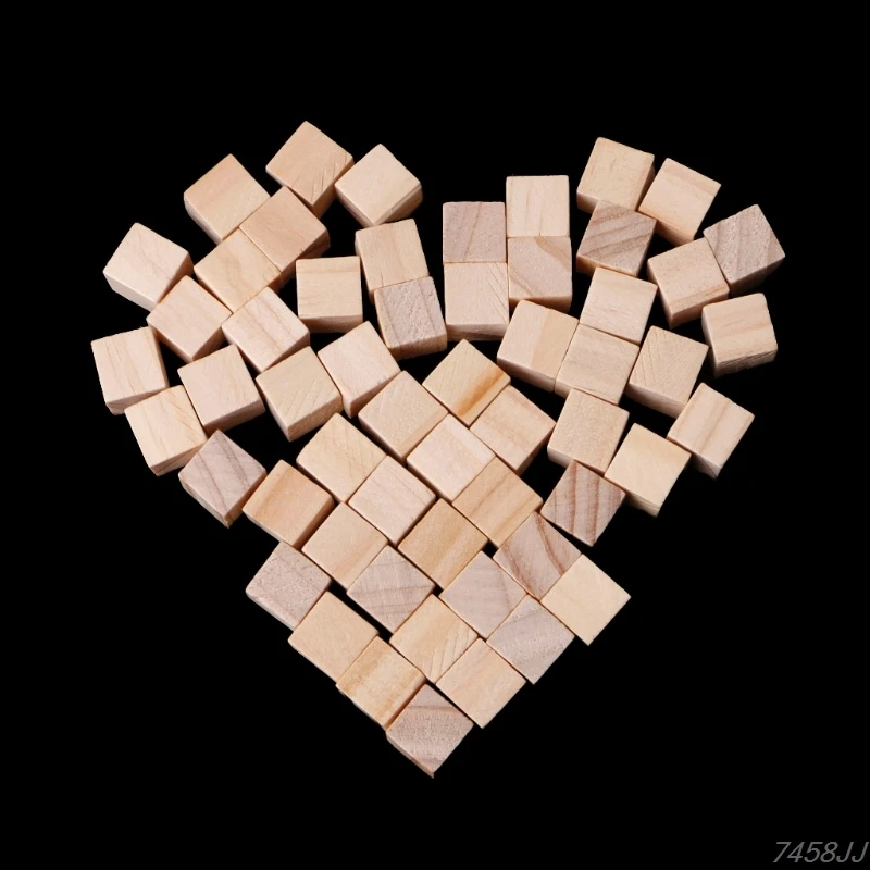 

50pcs/set 10mm Wooden Square Blocks Mini Cubes Embellishment for Woodwork Craft DIY G27 Drop ship