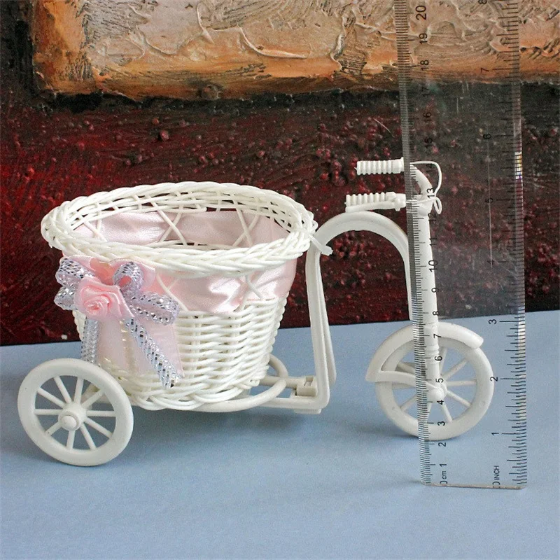 Горячая Распродажа пластиковый белый трехколесный велосипед дизайн DIY цветочная корзина контейнер для цветочных растений украшения дома свадьбы