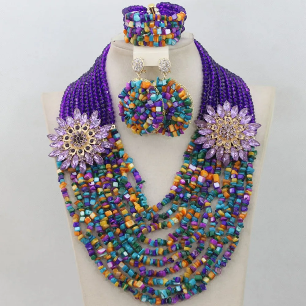 

African beads necklace nigerian jewelry sets for wedding women necklace sets for party