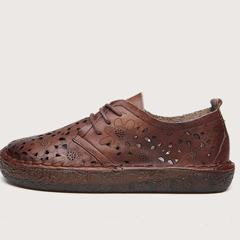 Casual Femmes Main En Vent Sauvage Plat De Britannique Fond Nouvelle Mou Et rouge Été La Américain À Rétro Noir Européen brown Chaussures Cuir HTwqf